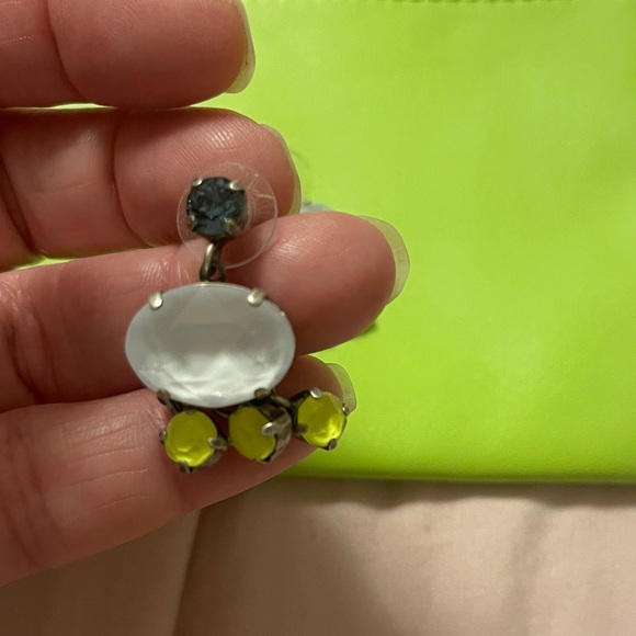 Tova Swarovski Crystal Drop Earrings with White and Yellow and blue crystals - Picture 2 of 3